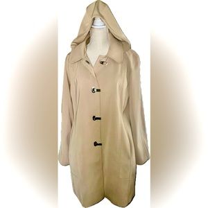London Fog Single-Breasted Button Hooded Trench Coat (Water Resistant)